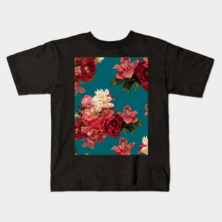 Just Flowers on Deep Teal Kids T-Shirt